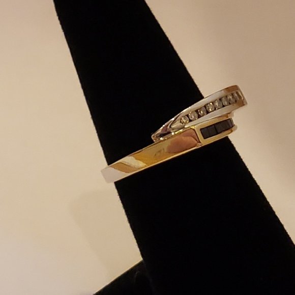 **SOLD**EFFY Diamond & Sapphire Ring Set in 2-Tone 14k Yellow & White Gold, 7.25 - Picture 2 of 9